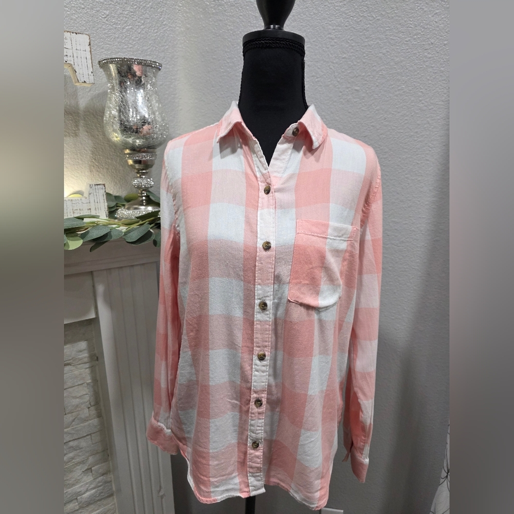SO Pink and White Checkered Shirt
